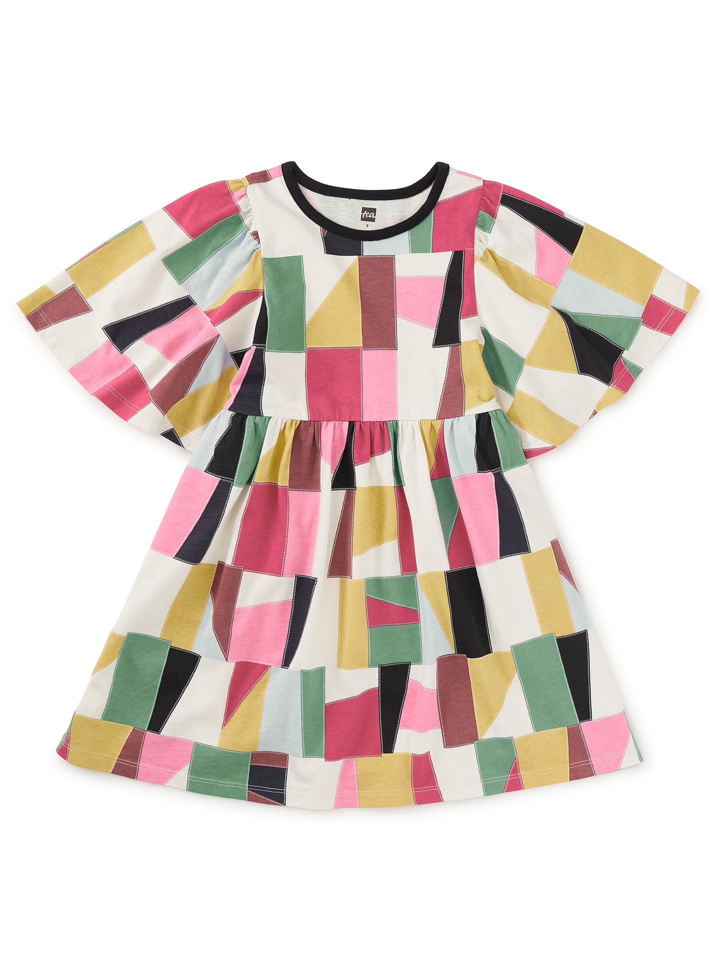 Tea Butterfly Sleeve Dress | Pojagi Patchwork