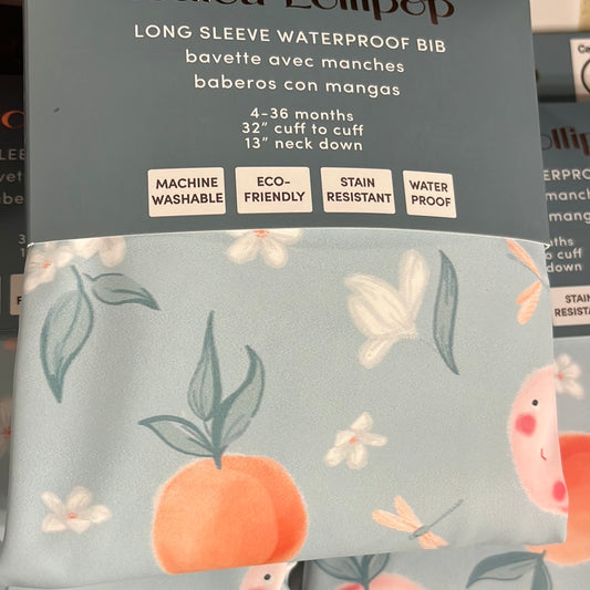 Loulou Lollipop Long Sleeve Waterproof Bib- Peaches
