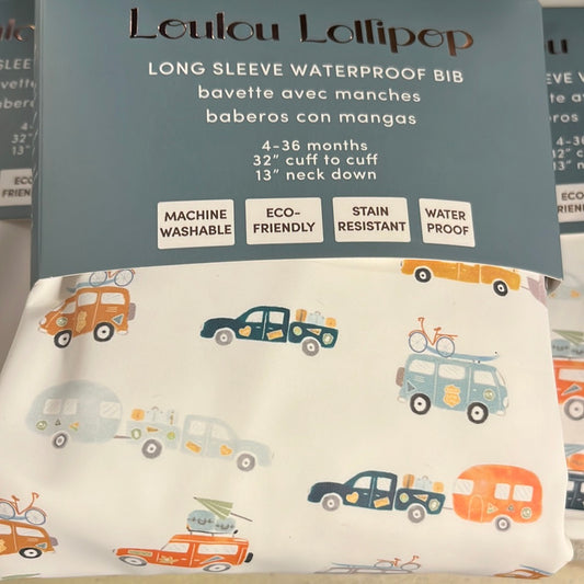 Loulou Lollipop Long Sleeve Waterproof Bib- Vehicles