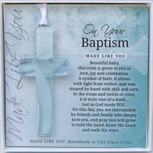 Baptism Cross: Handmade Glass
