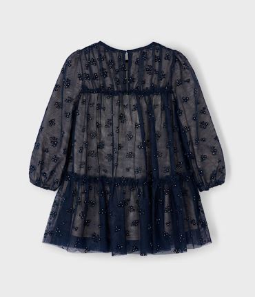 Mayoral Lace Overall Navy Dress