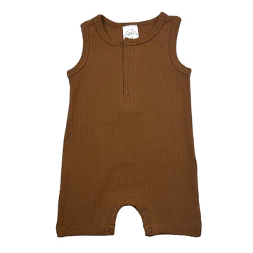 Sage and Ivory Ribbed Sleeveless Romper Copper