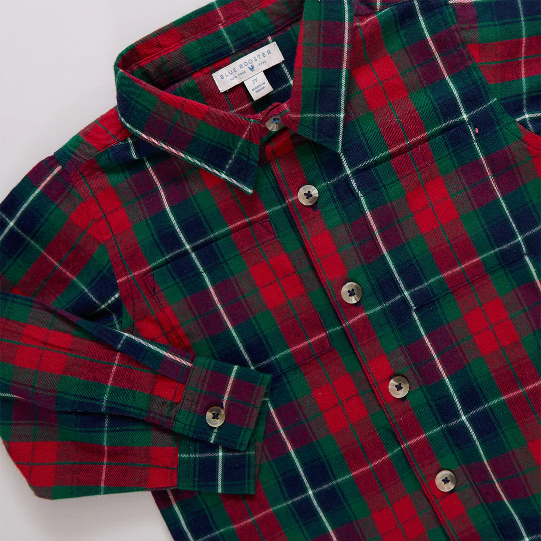 Pink Chicken Boys Jack Shirt | Red Tartan