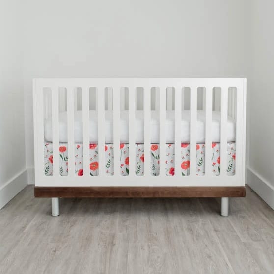 Little Unicorn Percale Crib Skirt - Poppy