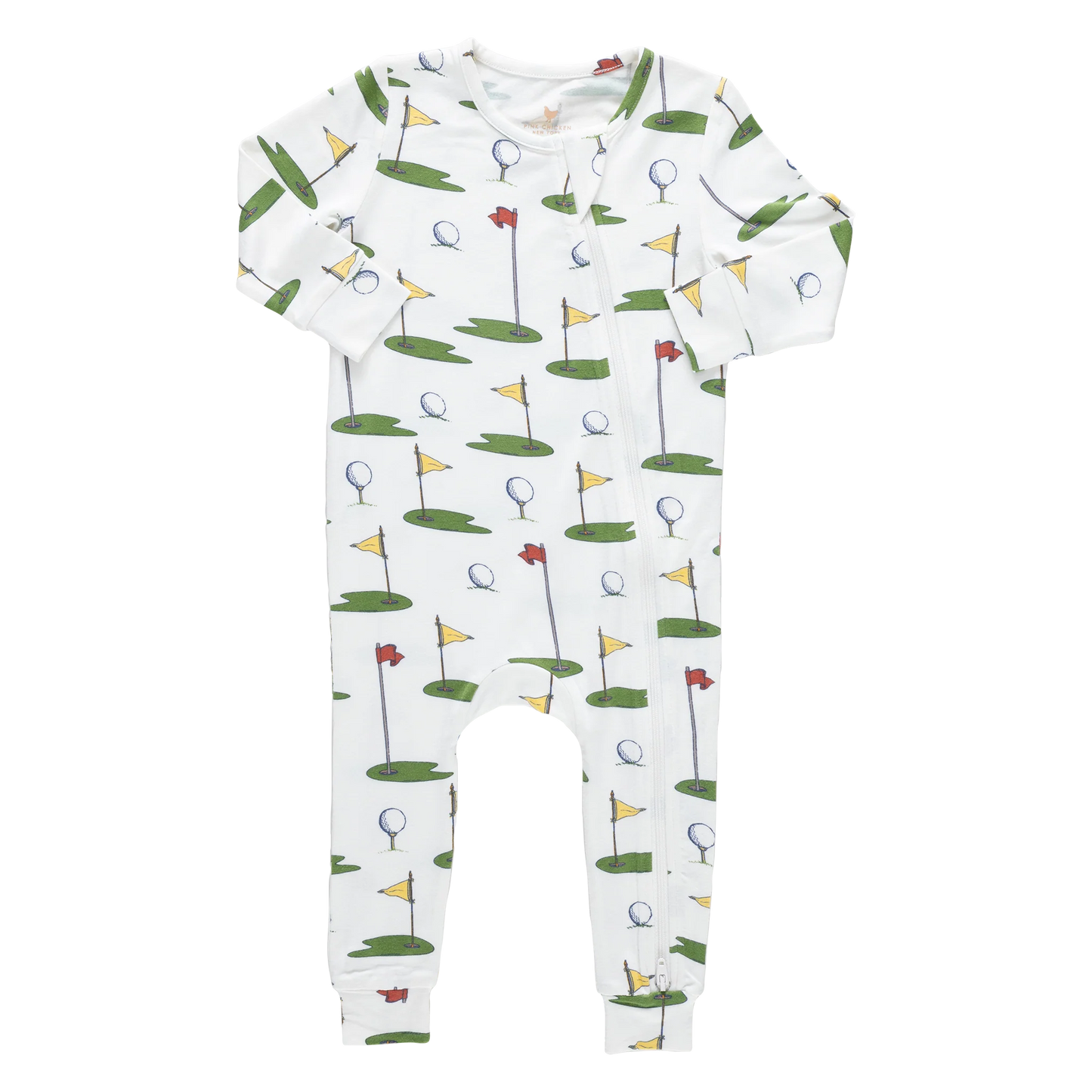 Pink Chicken Baby Bamboo Romper | Cream Golf Tournament