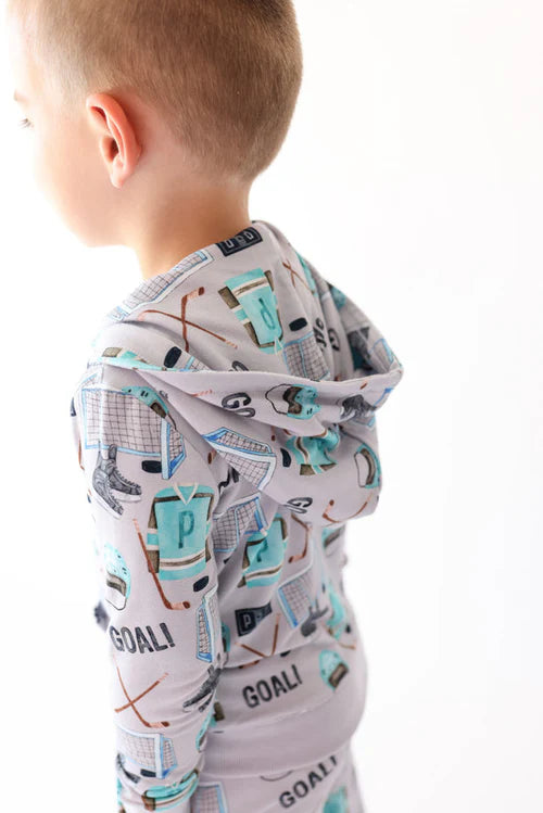 Mayford- Bamboo Terry Zippered Hoodie Jacket (Hockey print)