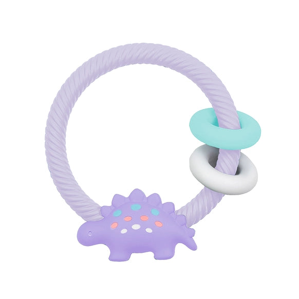 Itzy Ritzy Rattle Teether - Lilac Dino