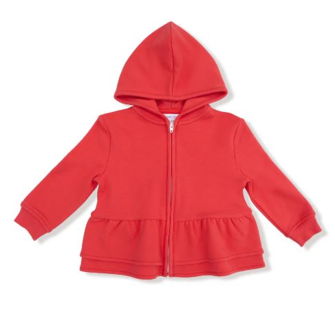 Angel Dear Varsity Red Peplum Zip Sweatshirt