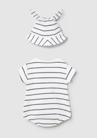 Mayoral Striped Romper with Hat