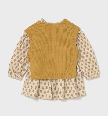 Mayoral Baby Dress with Faux Knit Vest