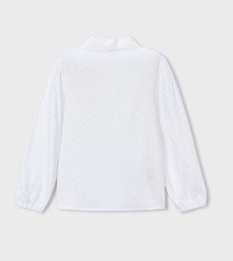 Mayoral White Button Down with Silver Polka Dots
