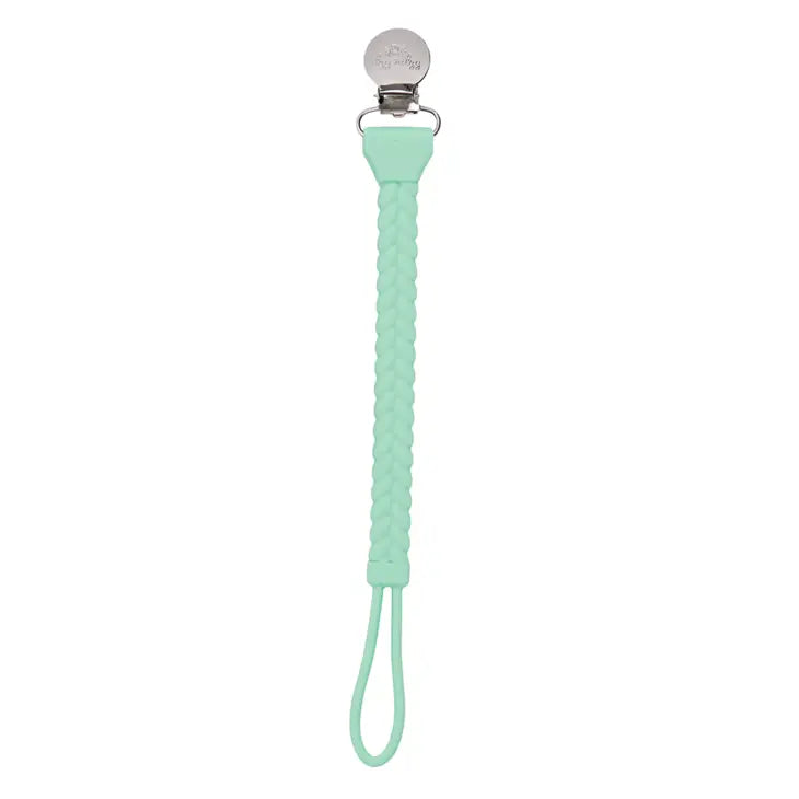 Itzy Ritzy Sweetie Strap Silicone One-Piece Pacifier Clip - Mint Braid
