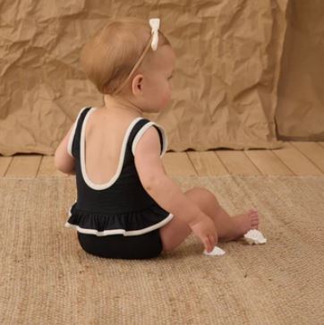 Rylee + Cru Skirted One-Piece Black Bathing Suit
