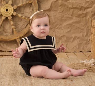Rylee + Cru Sailor Romper Black