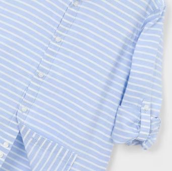 Mayoral Blue Long Sleeve Stripe Button Down