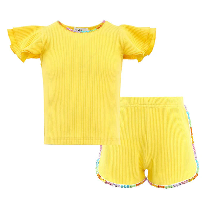 Lola and the Boys Candy Gem Yellow Ruffle Set