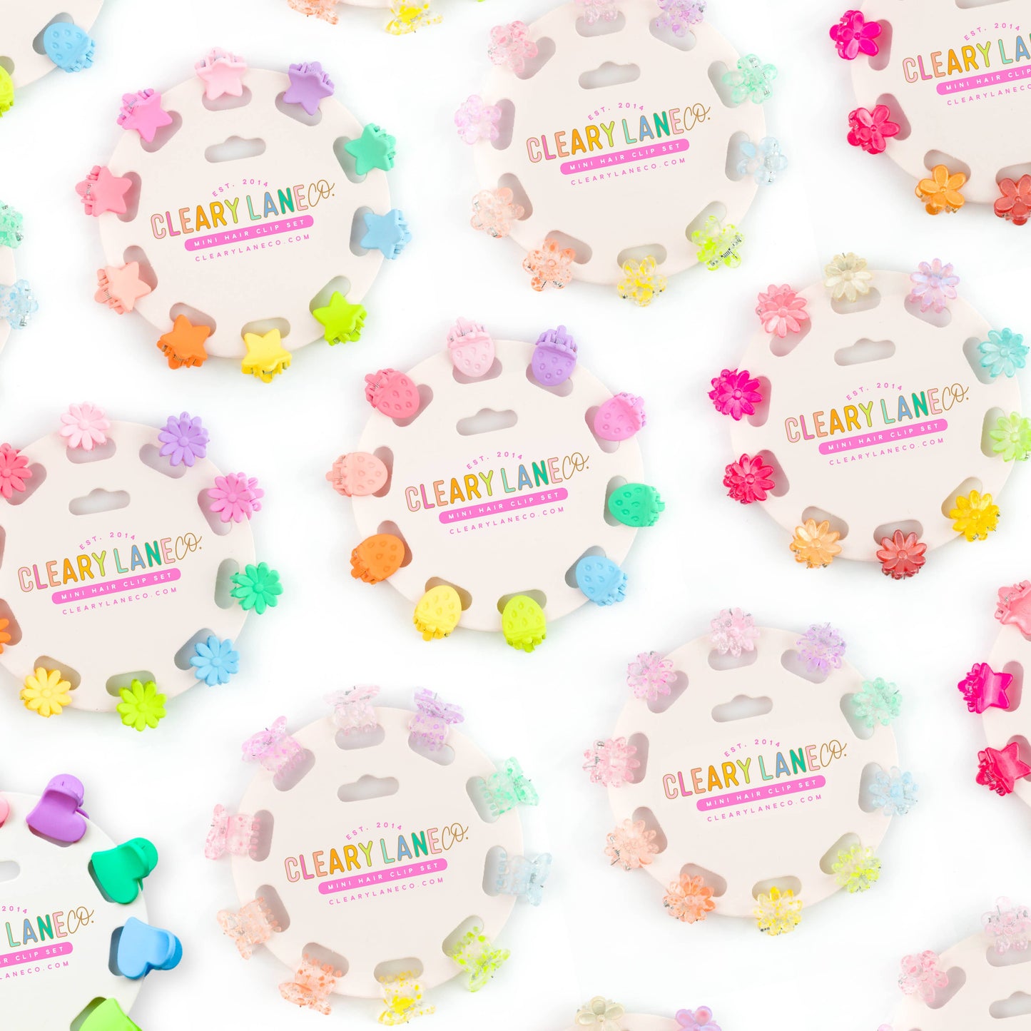 Rainbow Flowers Mini Hair Clip Set