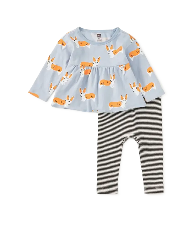 Tea Collection Peplum Set | Cutie Corgis