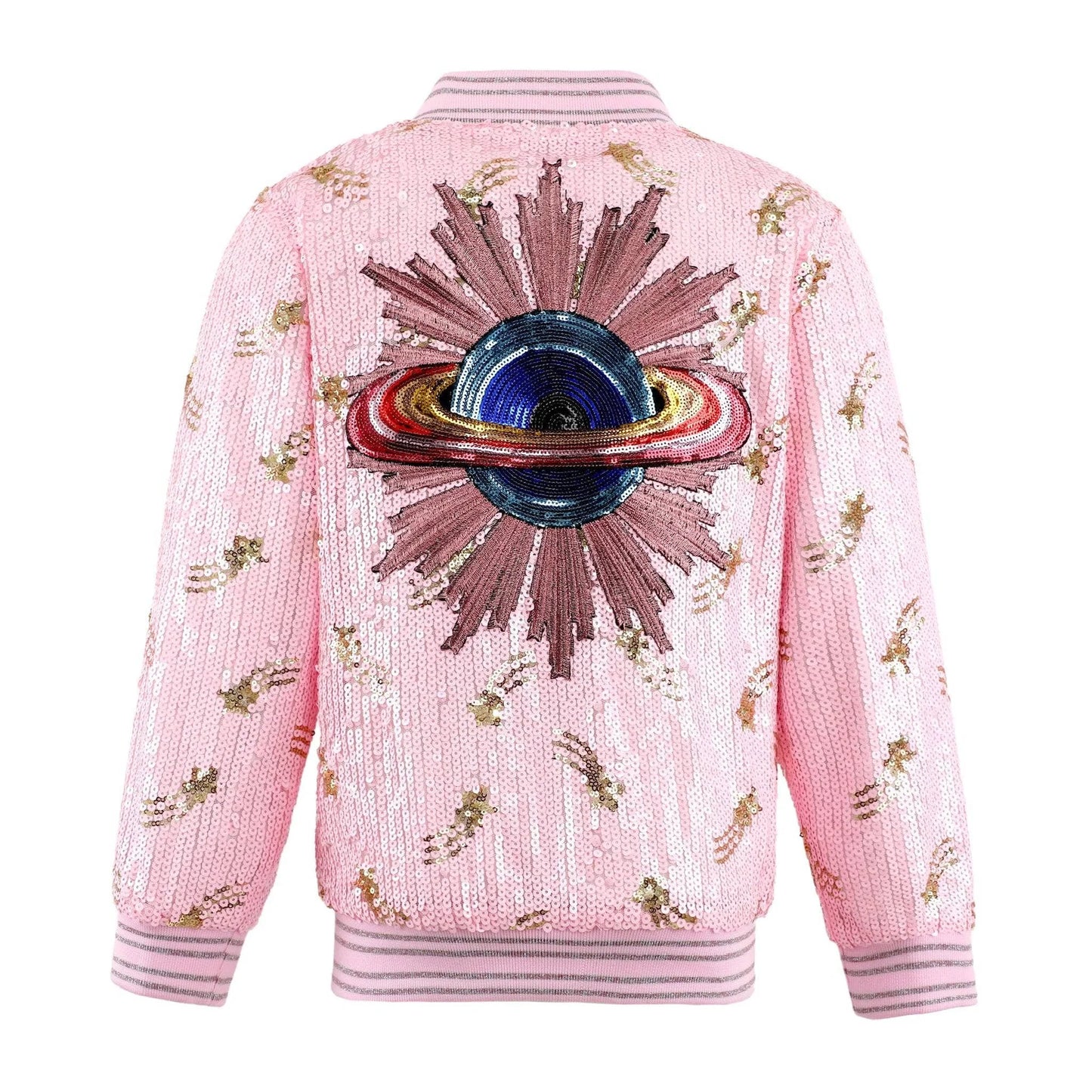 Lola and the Boys Galaxy Star Sequin Bomber