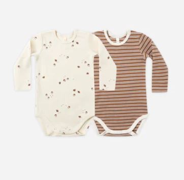Quincy Mae Ribbed Bodysuit Set | Cedar Stripes