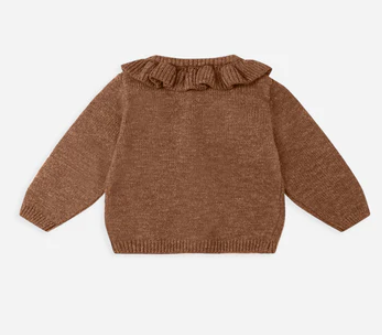 Quincy Mae Ruffle Collar Cardigan | Heathered Cedar