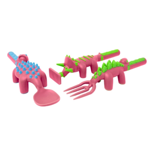 Constructive Eating - Set of 3 Pink Dino Utensils