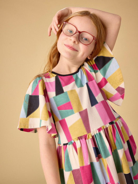 Tea Butterfly Sleeve Dress | Pojagi Patchwork