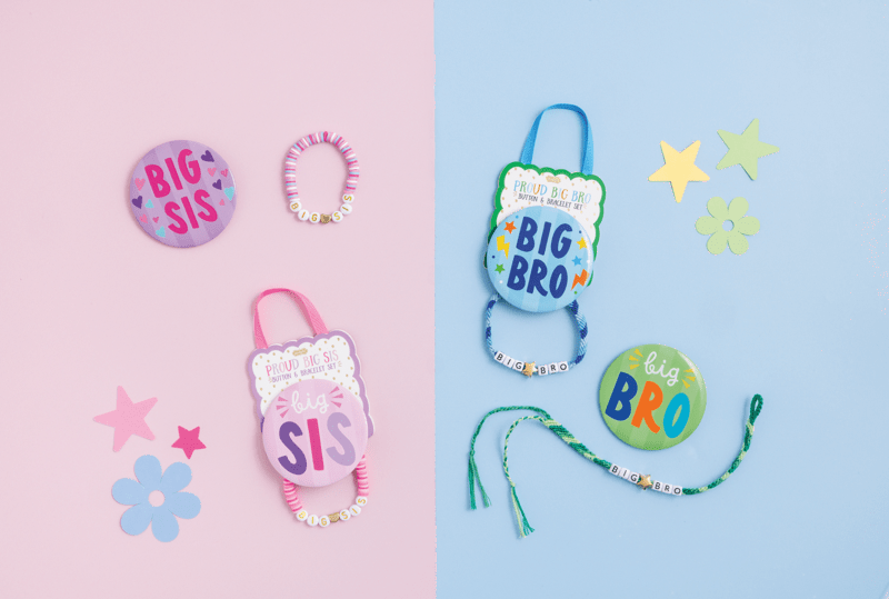 Mud Pie Sibling Button & Bracelet Set