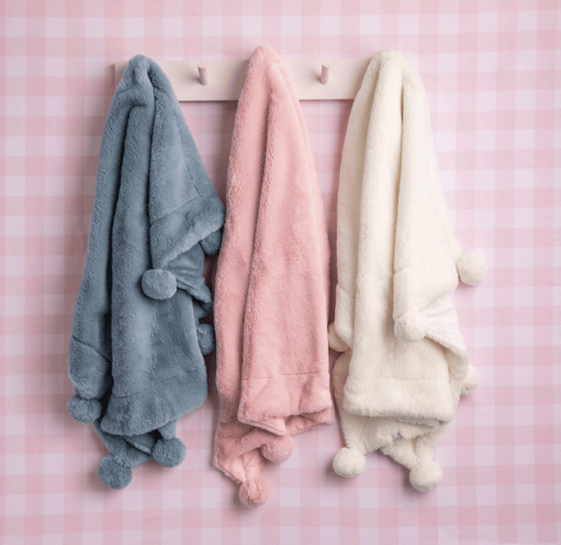Mud Pie Fur Pom Pom Blanket