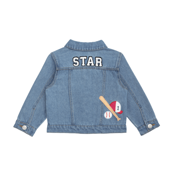 Mud Pie Sports Patch Denim Jacket