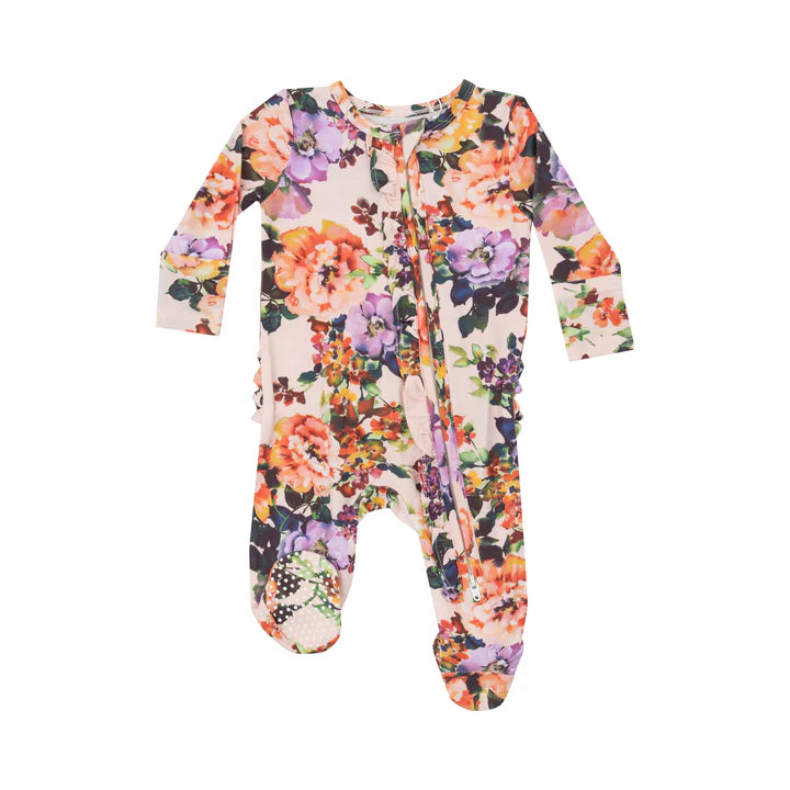 Angel Dear Ruffle Zipper Footie | Autumn Rose