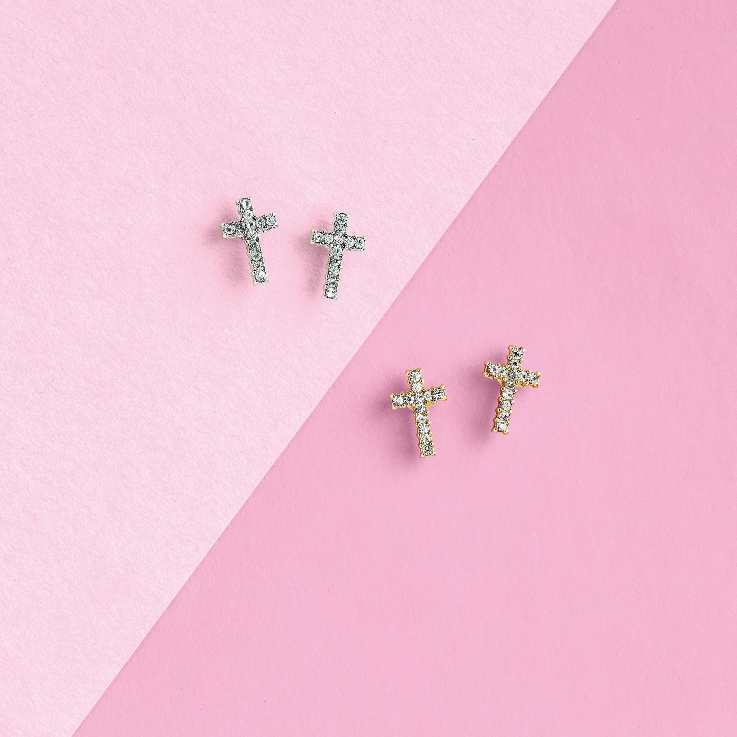 Mud Pie Plated Cross Earrings