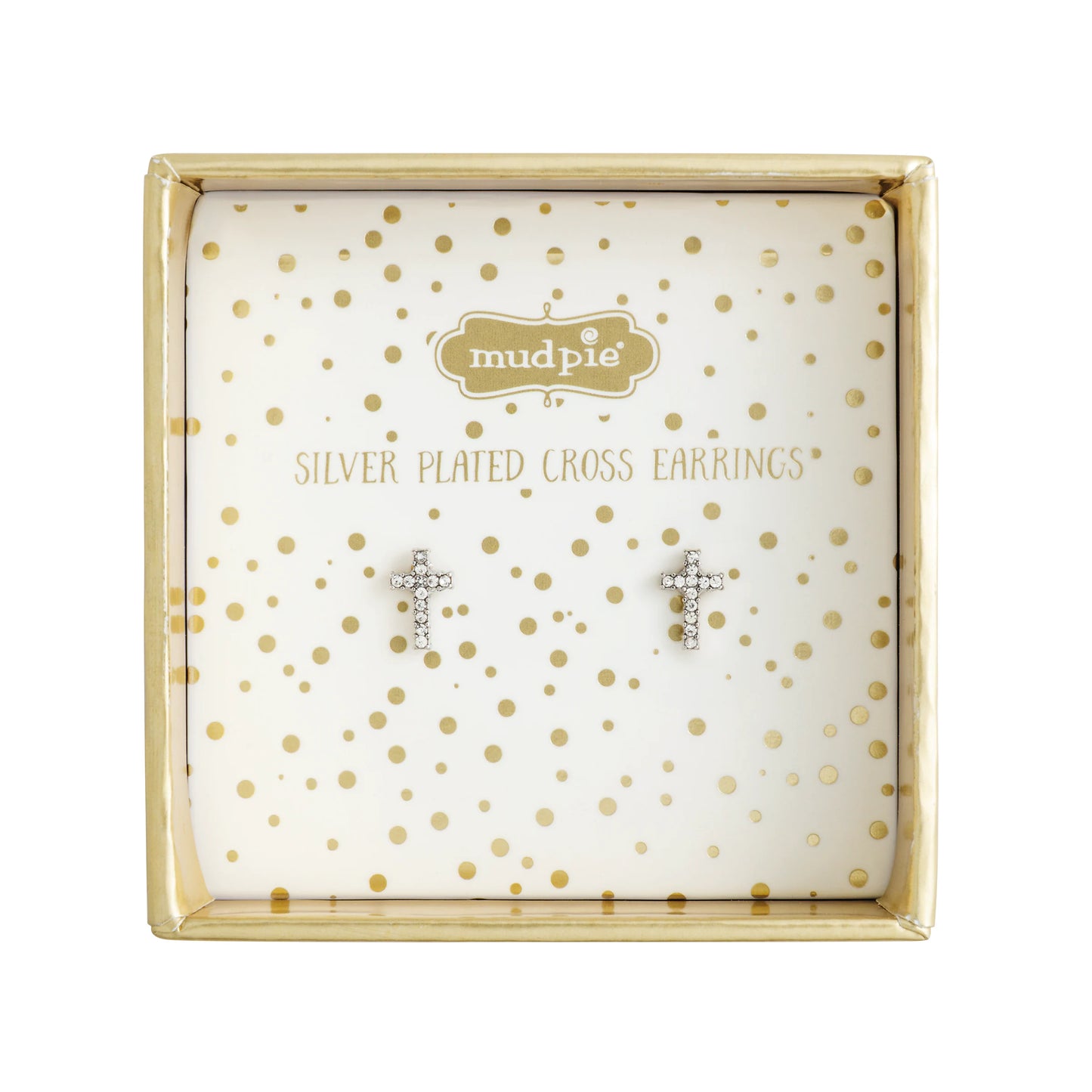 Mud Pie Plated Cross Earrings