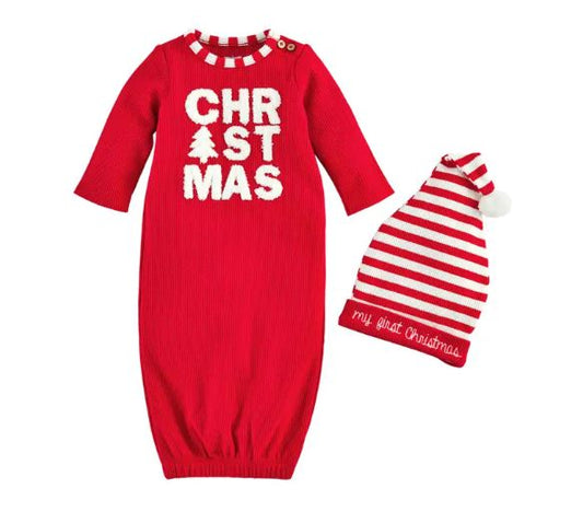 Mud Pie My 1st XMAS Gown Set with Hat