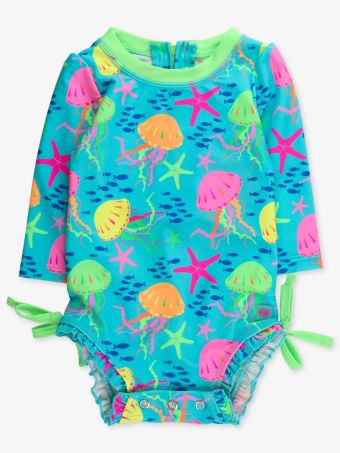 Ruffle Butts Neon Jelly Time Long Sleeve Rashguard