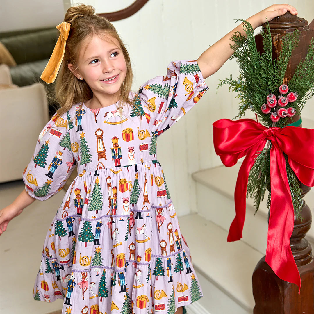 Girls Peachy Dress | Lavender Nutcracker
