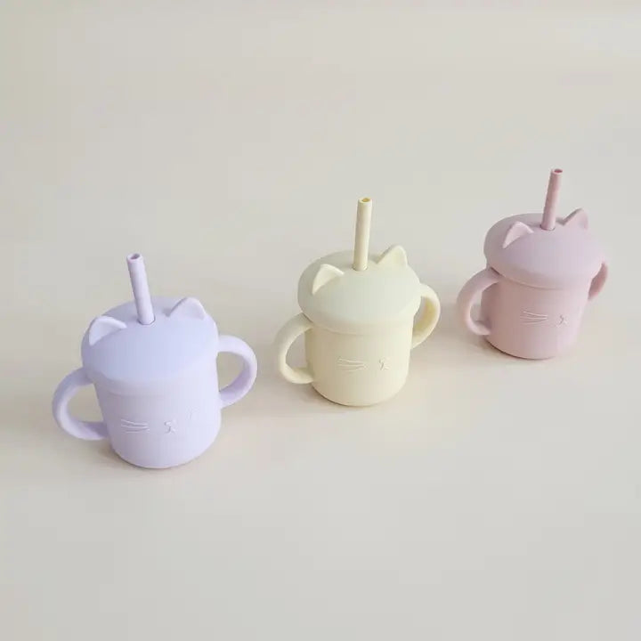 Silicone Meow Double Handle Cat Cup