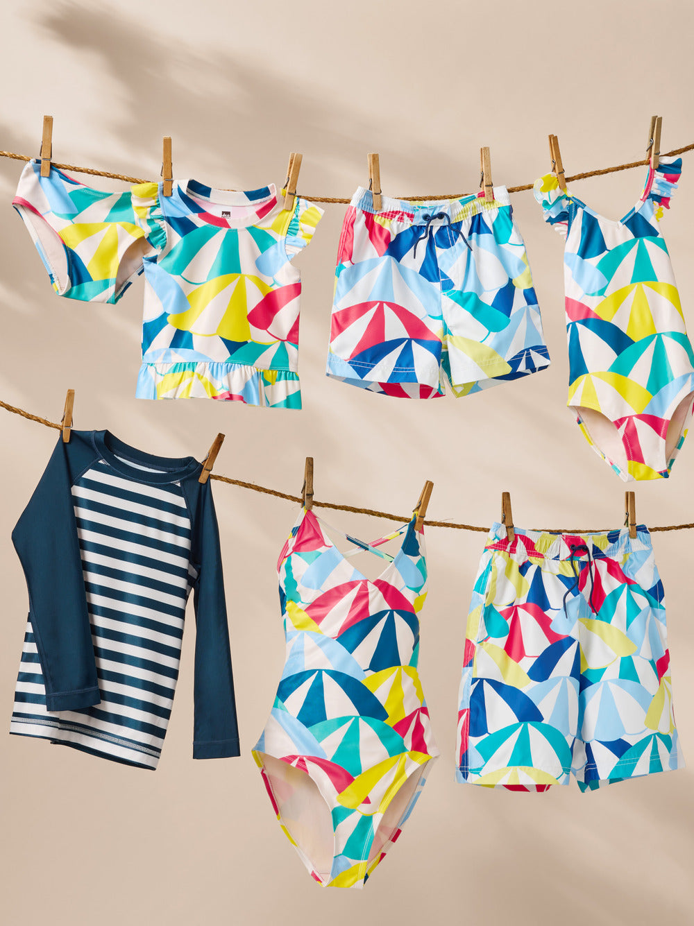 Tea Beach Umbrellas Short Sleeve Swim Set