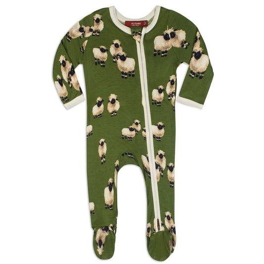 Milkbarn Bamboo Zipper Footed Romper | Valais Sheep