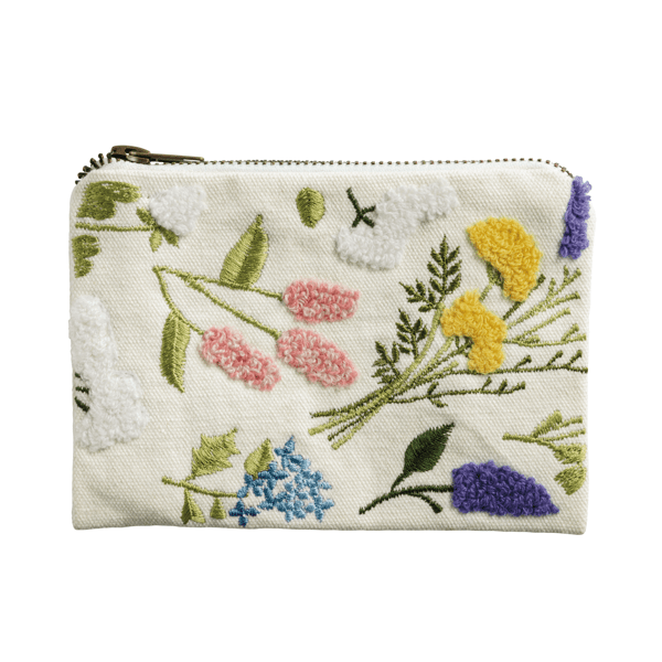 Mud Pie Floral Embroidered Pouch
