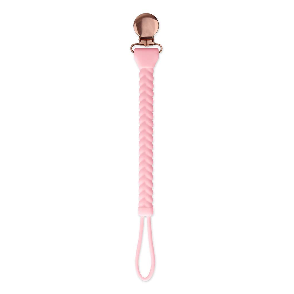 Itzy Ritzy Sweetie Strap Silicone One-Piece Pacifier Clip - Pink Braid