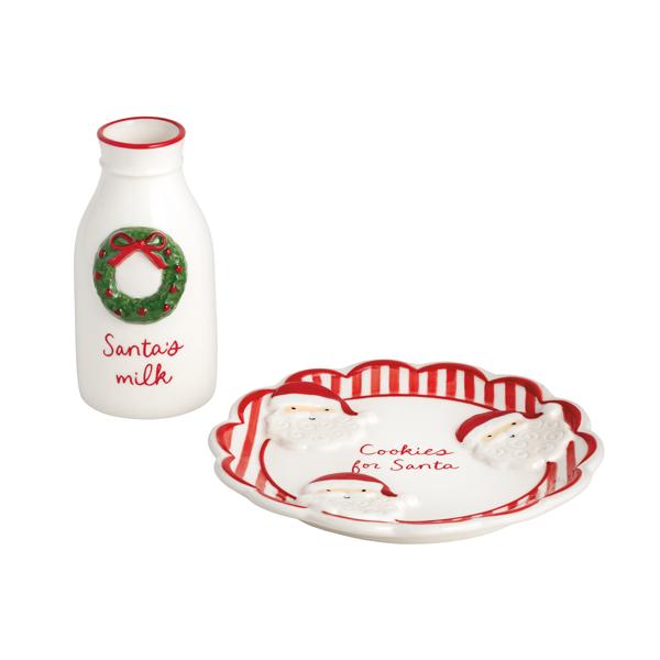 Mud Pie Whimsical Milk and Cookie Santa Set