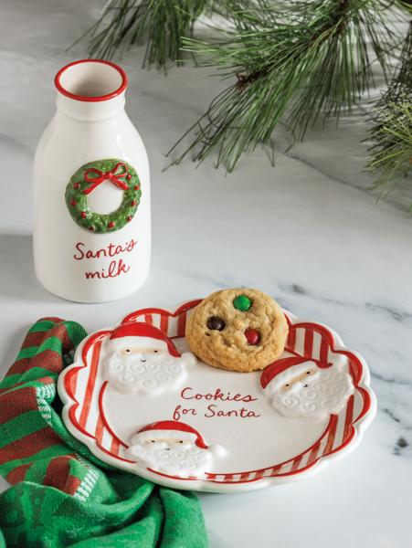 Mud Pie Whimsical Milk and Cookie Santa Set