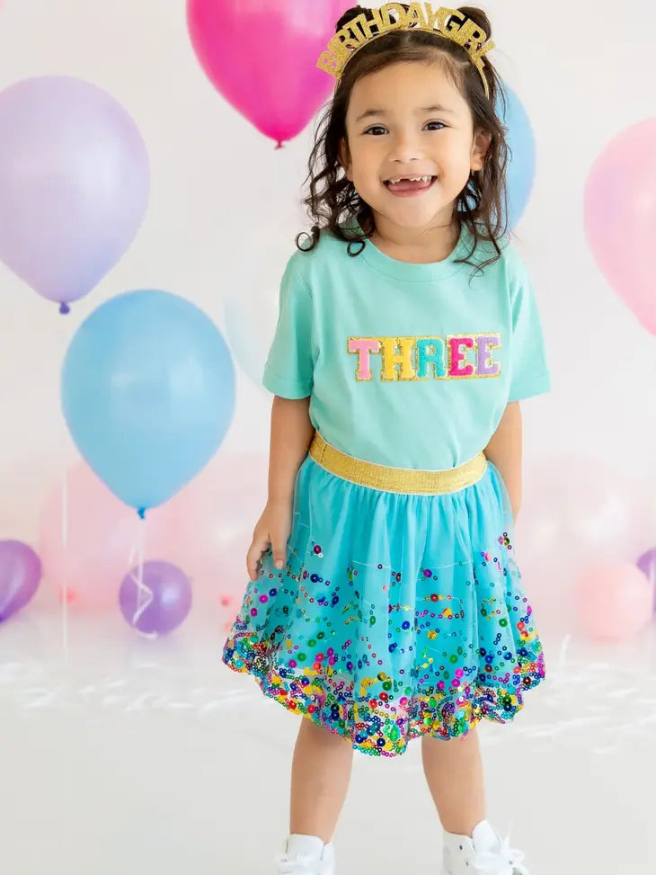 Sweet Wink Birthday Girl Patch T-Shirt | Three