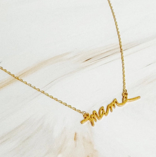 Ellison + Young Brushed Gold Mama Necklace