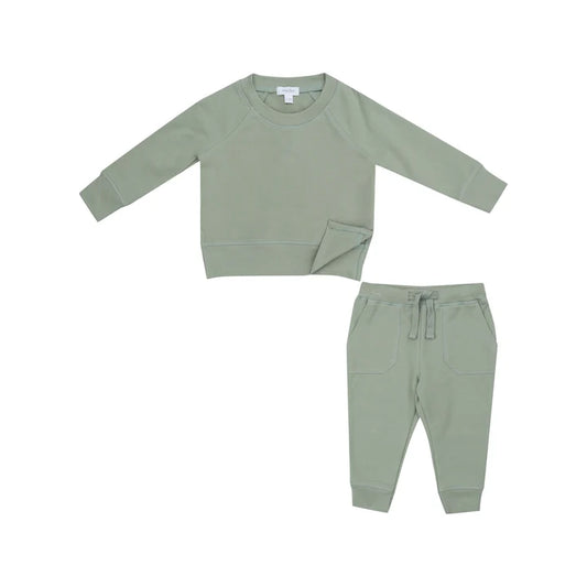 Angel Dear Raglan Sweatshirt and Jogger Set| Desert Sage Solid