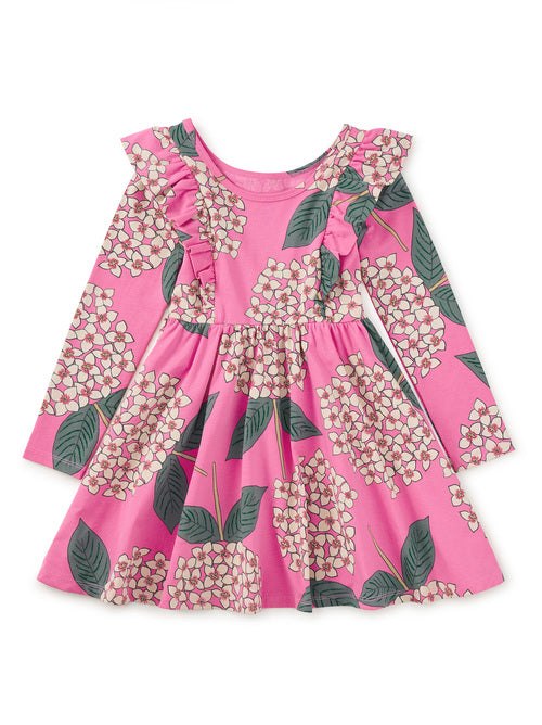 Tea Girls Ruffle Shoulder Ballet Dress | Hydrangea Burst