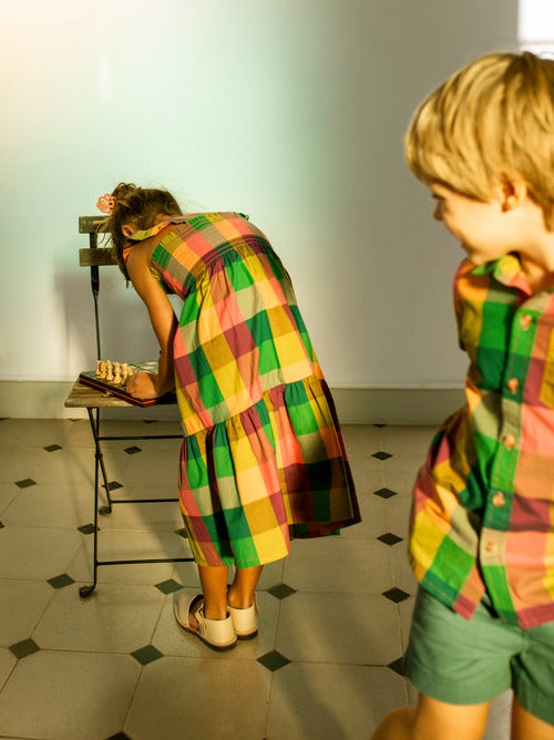 Tea Smocked Flutter Sleeve Dress | Barcelona