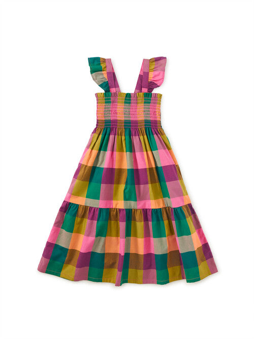 Tea Smocked Flutter Sleeve Dress | Barcelona