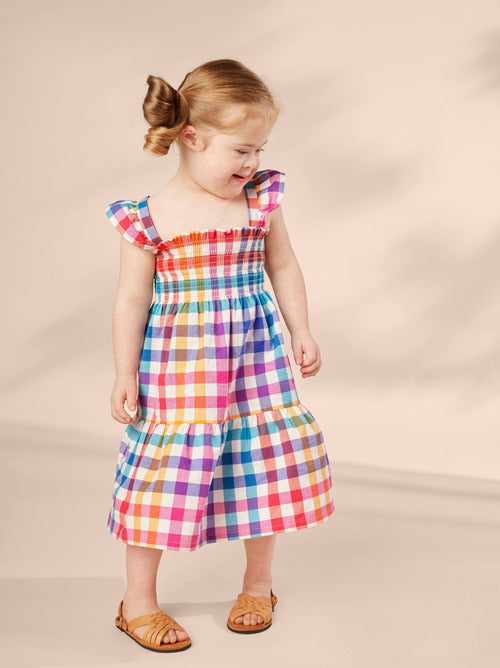 Smocked Flutter Sleeve Dress